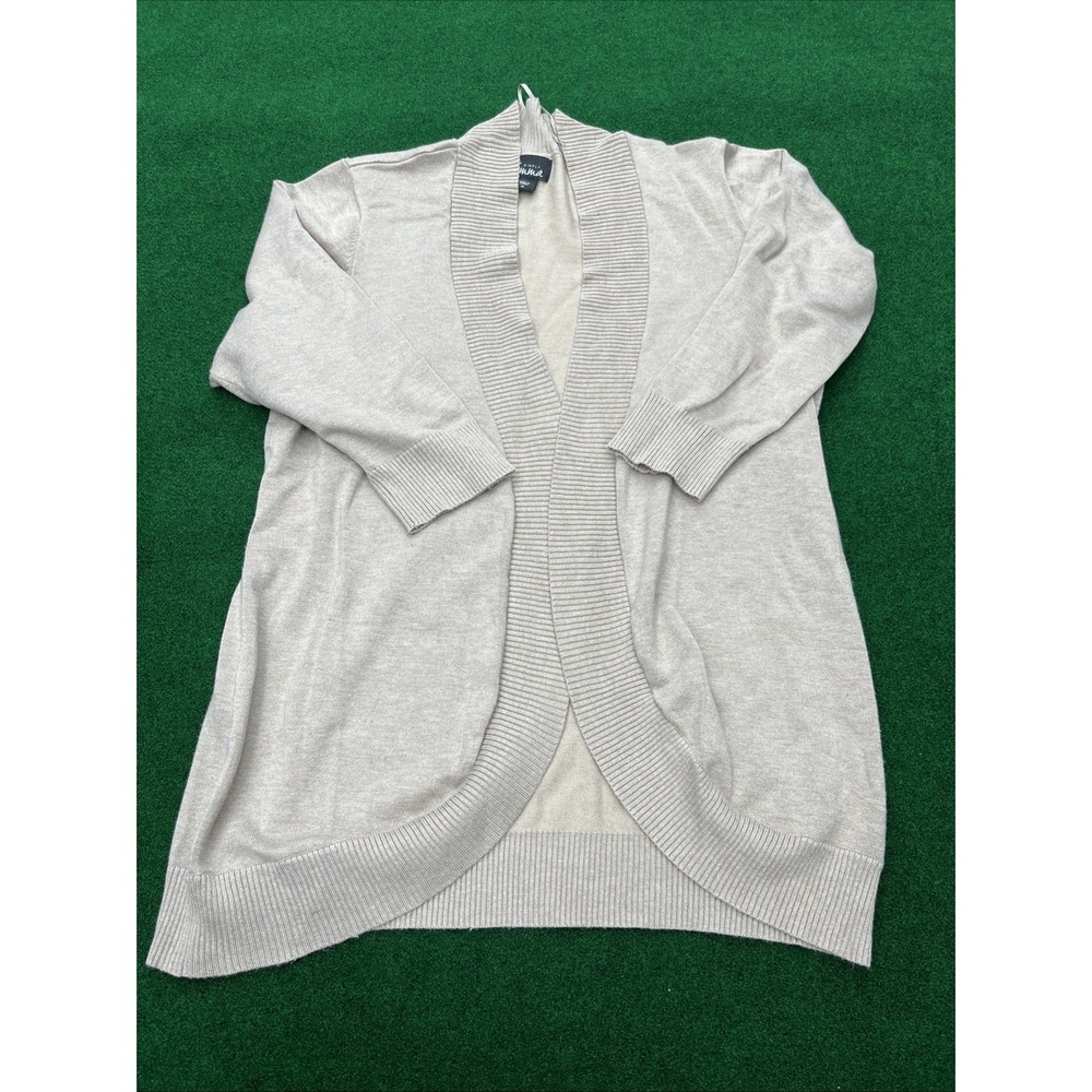 Simply Emma Beige Open Front Cardigan Sweater 3/4 Sleeve Womens Size 1X
